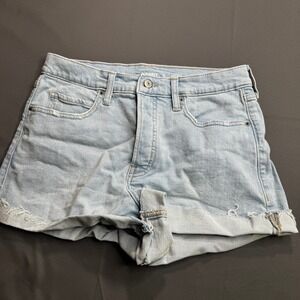 Old Navy Sky‎ Hi A Line Denim Shorts Light Wash Distressed Cuffed Womens Size 10